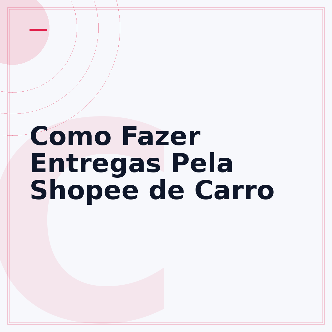 Como Fazer Entregas Pela Shopee de Carro