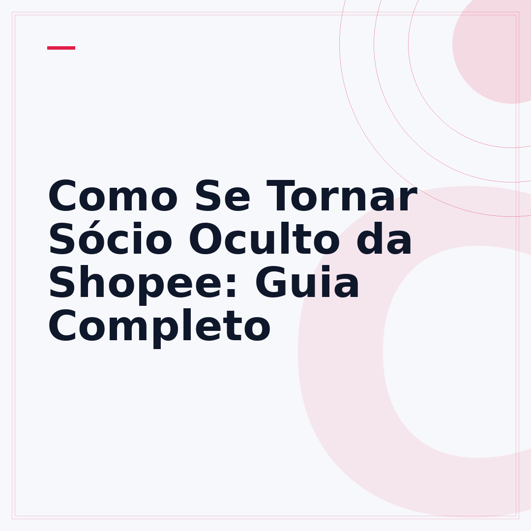 Como Se Tornar Sócio Oculto da Shopee: Guia Completo