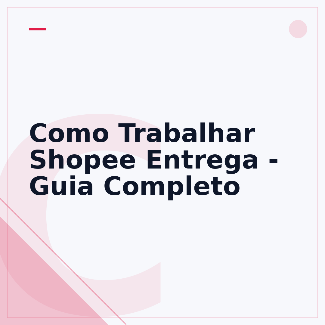 Como Trabalhar Shopee Entrega - Guia Completo
